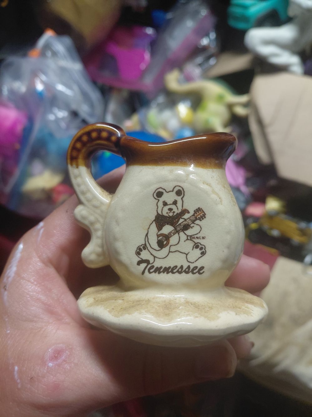 Tennessee Ceramic Mini Pitcher with Brown and Cream Finish